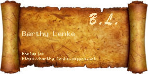 Barthy Lenke névjegykártya